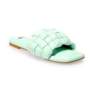 7.5 Women's Puffy Woven Slide Sandals Mint color